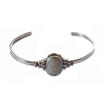 SILVER OVAL CUFF BRACELET NAVAJO-GRACE KENNETH