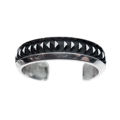 SILVER TRI CUFF BRACELET NAVAJO-L. TAHE