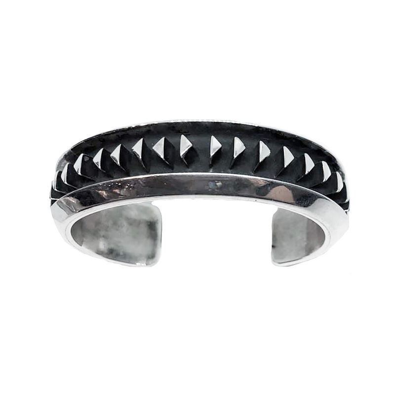 SILVER TRI CUFF BRACELET NAVAJO-L. TAHE