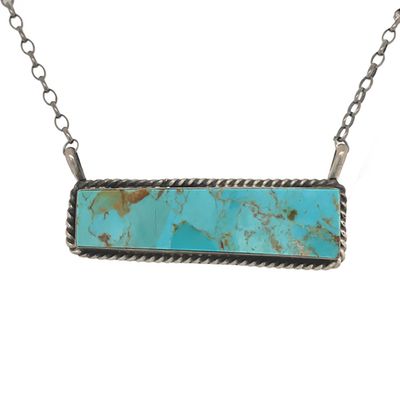 SILVER TURQUOISE NECKLACE NAVAJO - AUGUSTINE LARGO