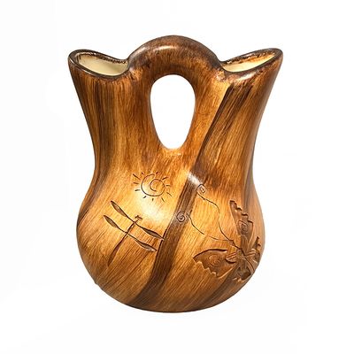 "WEDDING VASE" Petroglyph Pottery 9.5”x6”x4”