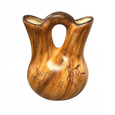 "WEDDING VASE" Petroglyph Pottery 9.5”x6”x4”