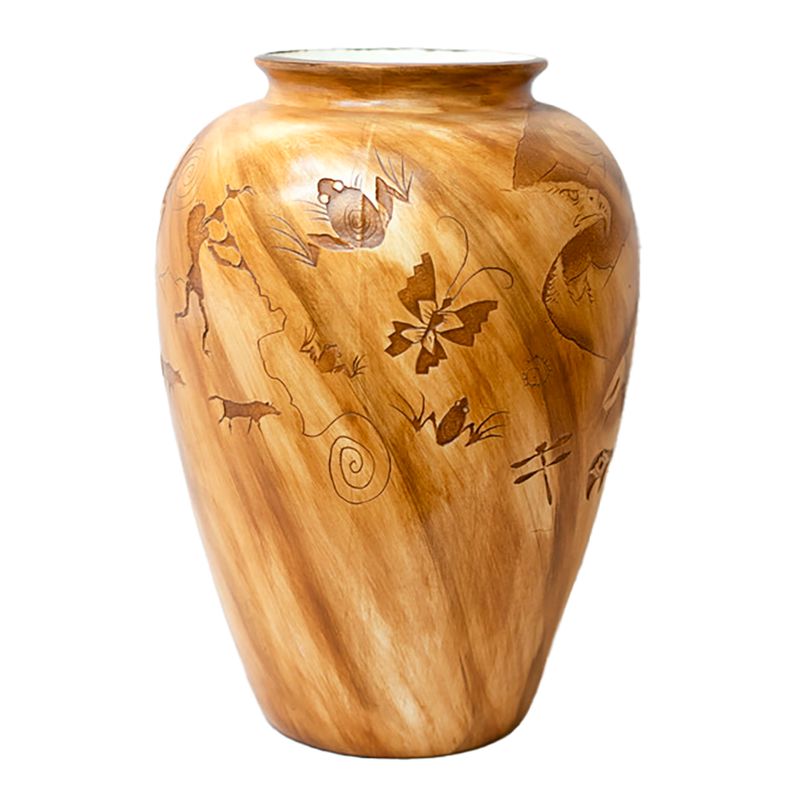 "SACRED VASE" Petroglyph Pottery 16.5x12