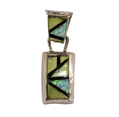 SILVER INLAY LINK PENDANT NAVAJO-PF
