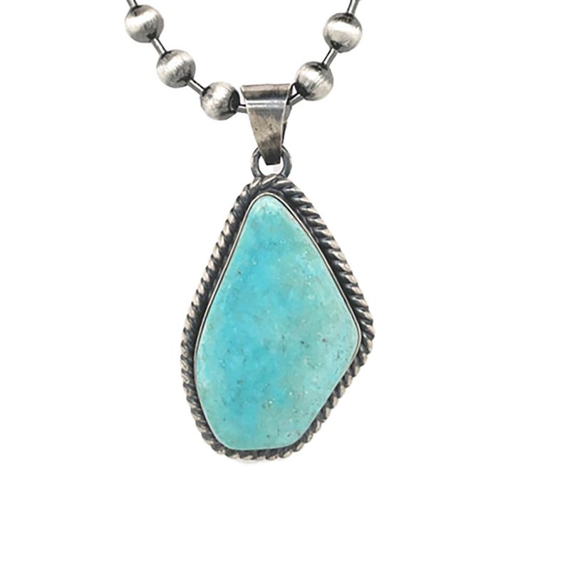 SILVER TURQUOISE PENDANT NAVAJO-ELI SKEETS
