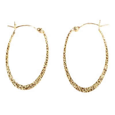 GOLD-FILLED OVAL TEXTURED HOOP EARRINGS