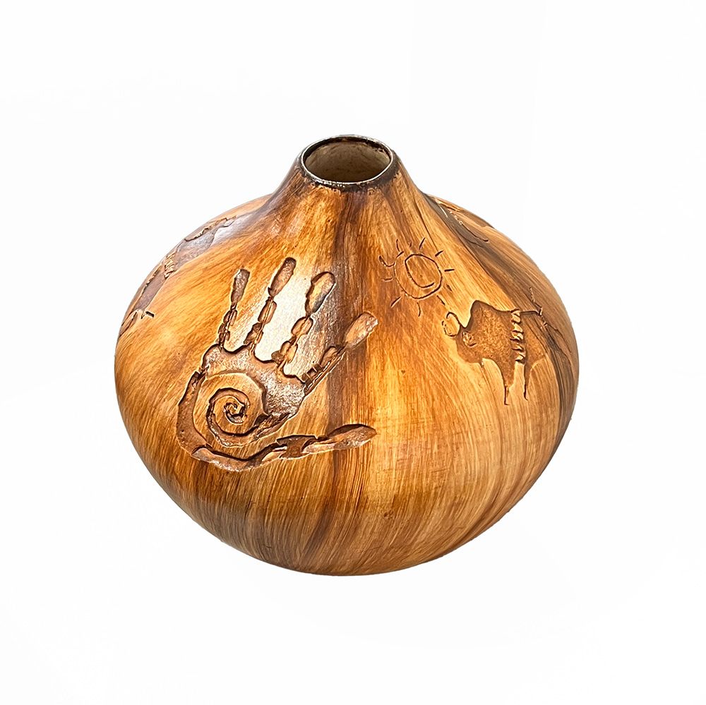 "PUEBLO MEMORIES" Petroglyph Pottery 7.5” x 7”