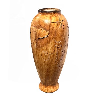"SHAMAN SONG" Petroglyph Pottery 13 x 6