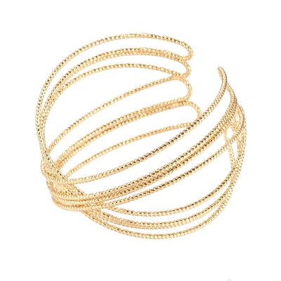 GOLD STAINLESS TEXTURED WIRE CUFF BRACELET