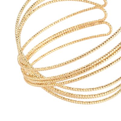 GOLD STAINLESS TEXTURED WIRE CUFF BRACELET
