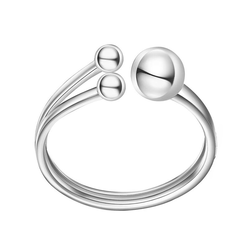 SILVER SMOOTH TRIPLE BALLS SPLIT CUFF RING