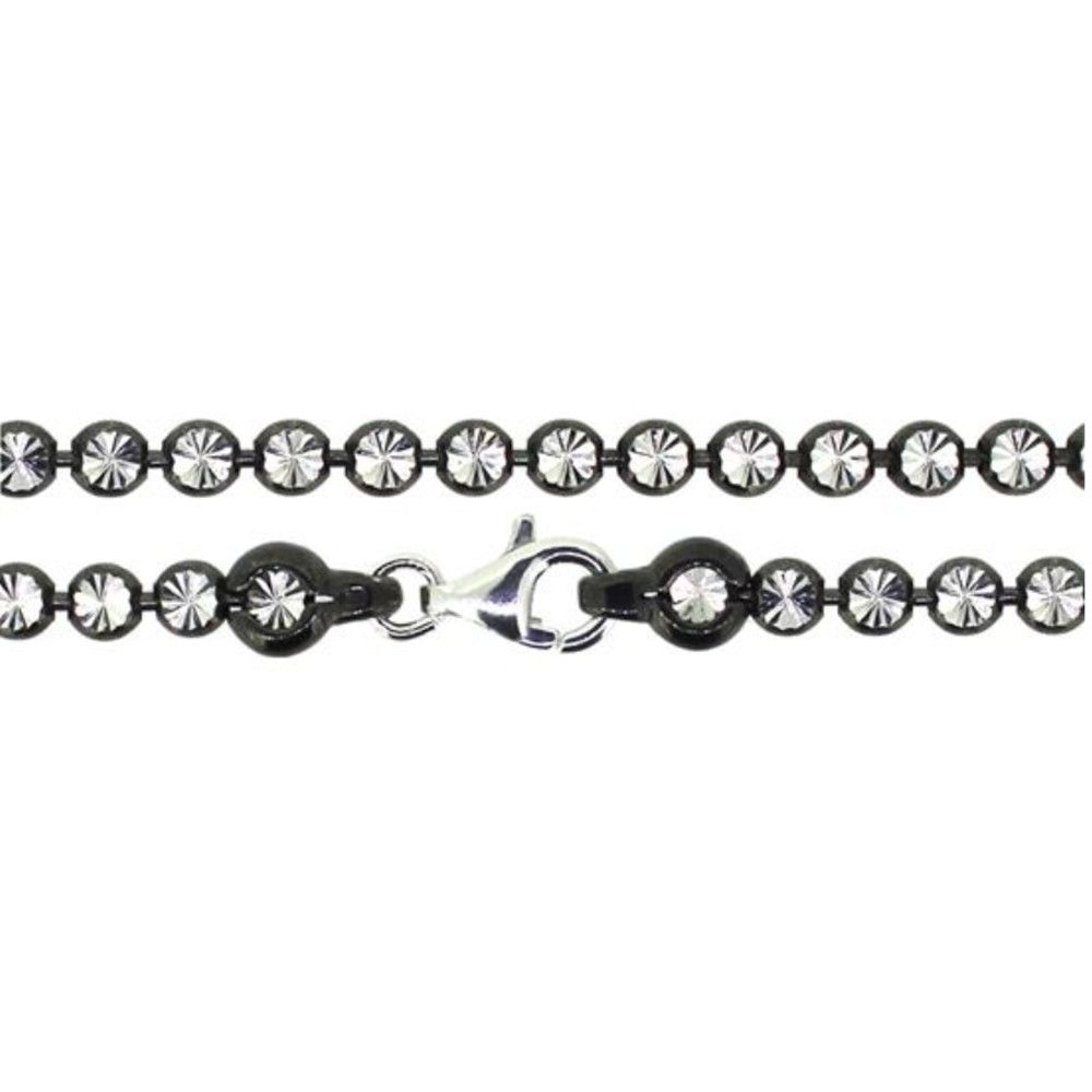 SILVER OXIDIZED DIAMOND STAR STAMPED BEAD BRACELET