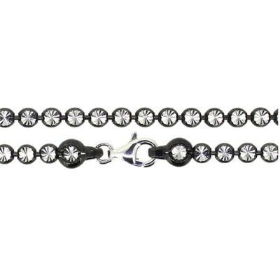 SILVER OXIDIZED DIAMOND STAR STAMPED BEAD BRACELET