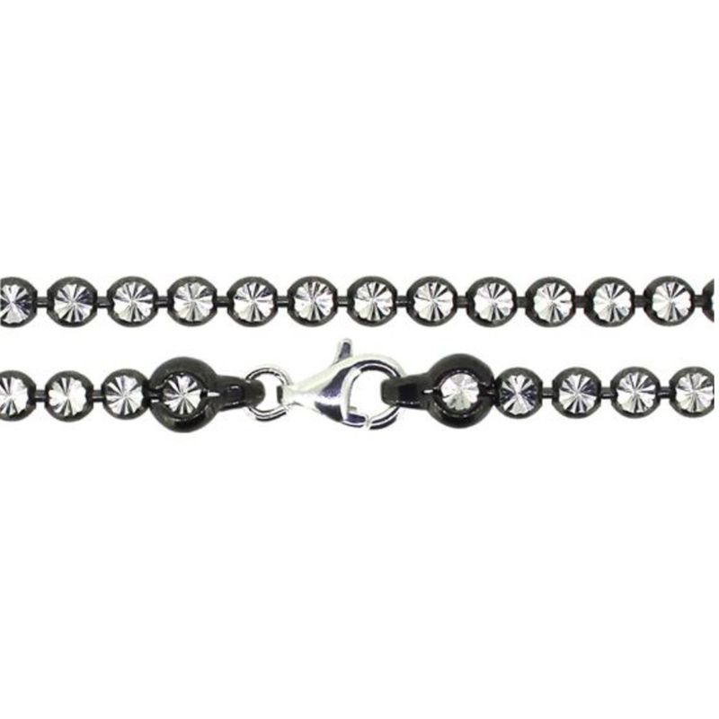 SILVER OXIDIZED DIAMOND STAR STAMPED BEAD BRACELET