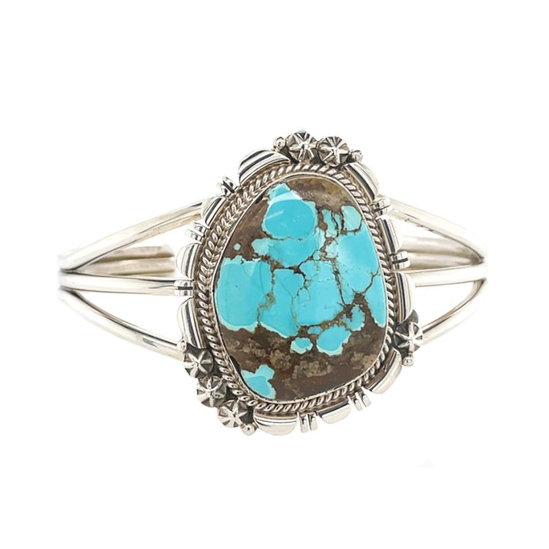 SILVER TURQUOISE CUFF BRACELET NAVAJO - RB