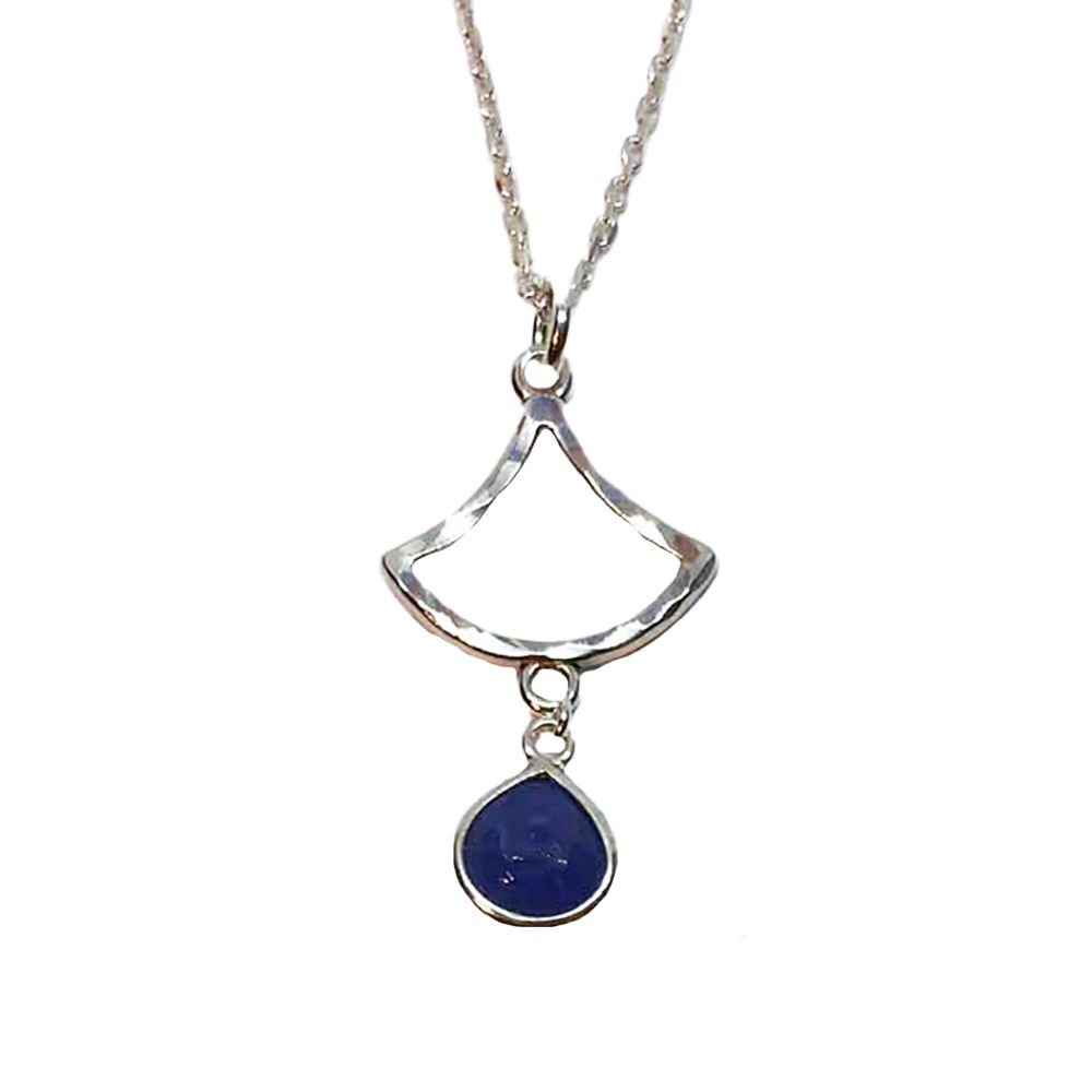 SILVER TANZANITE TEARDROP NECKLACE