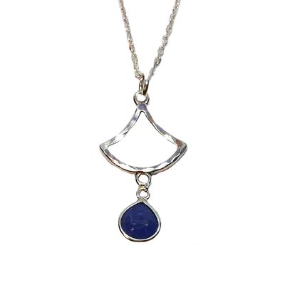 SILVER TANZANITE TEARDROP NECKLACE