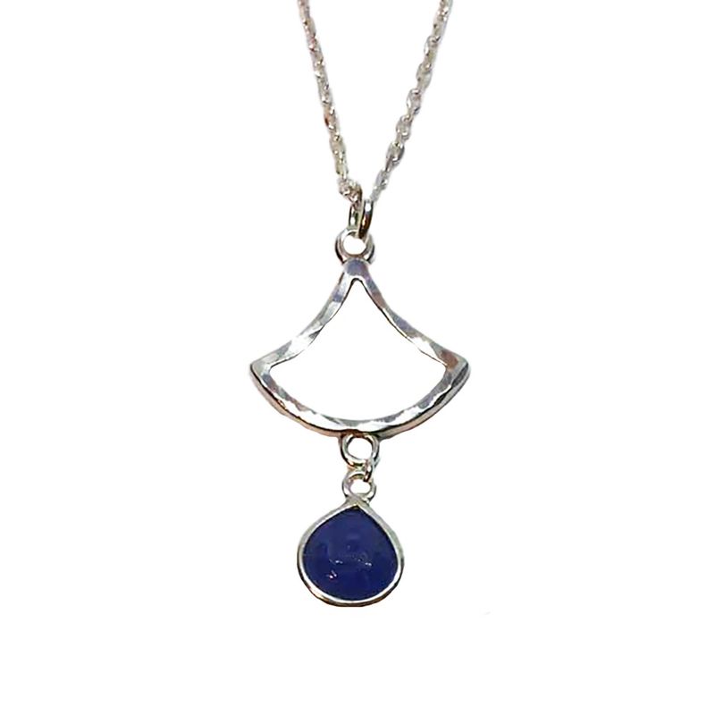SILVER TANZANITE TEARDROP NECKLACE