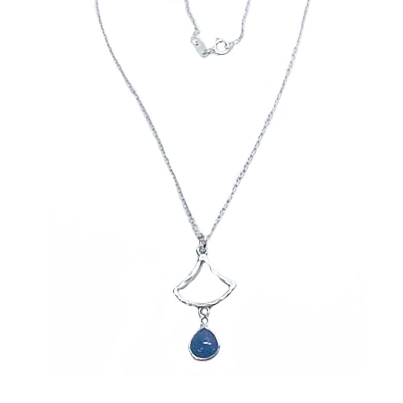 SILVER TANZANITE TEARDROP NECKLACE