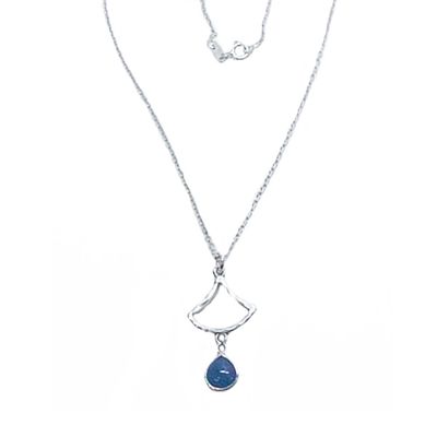 SILVER TANZANITE TEARDROP NECKLACE