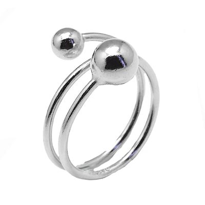 SILVER WRAP DOUBLE BALL RING