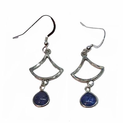 SILVER HAMMERED TANZANITE EARRINGS