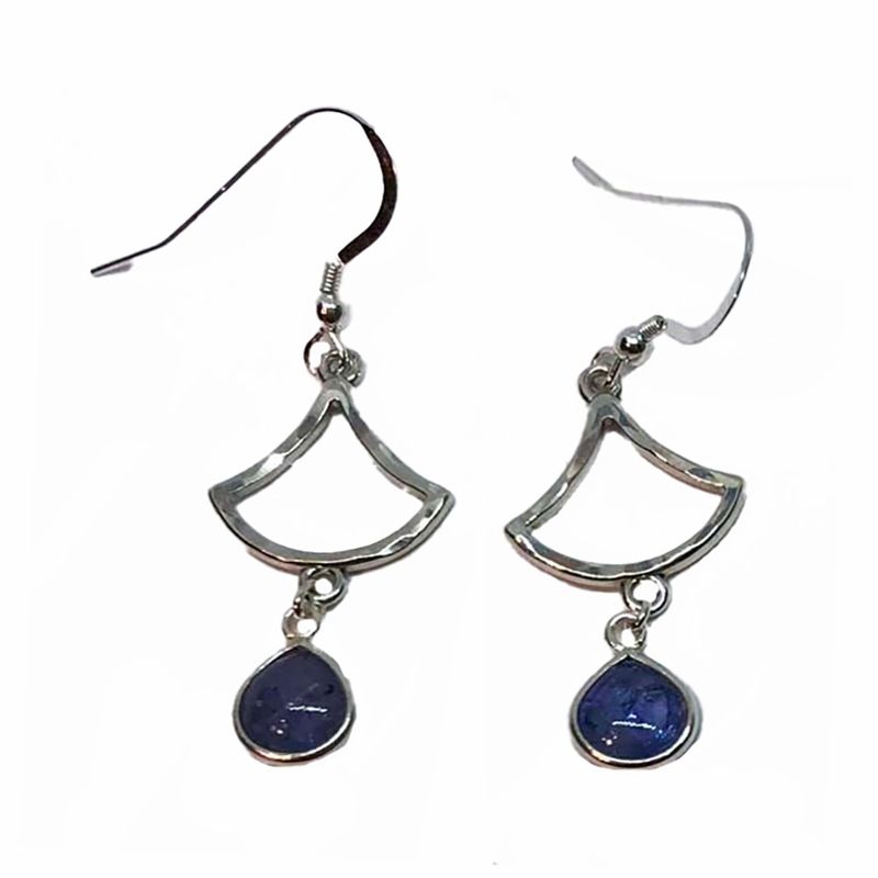 SILVER HAMMERED TANZANITE EARRINGS