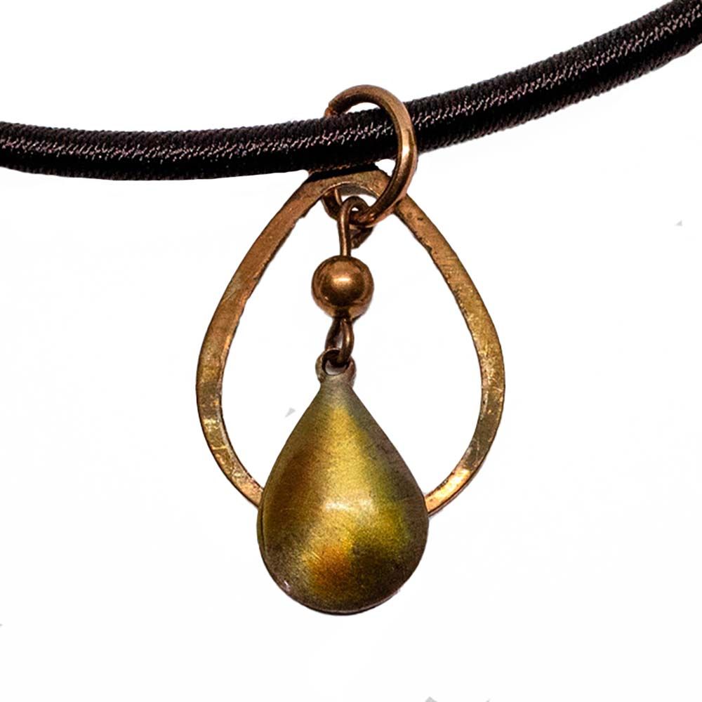 COPPER PATINA DOUBLE TEARDROP NECKLACE