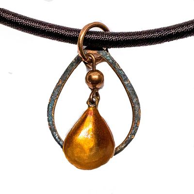 COPPER PATINA DOUBLE TEARDROP NECKLACE