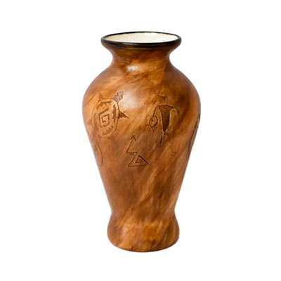 "SPIRIT VASE" Petroglyph Pottery 9.5”x5”