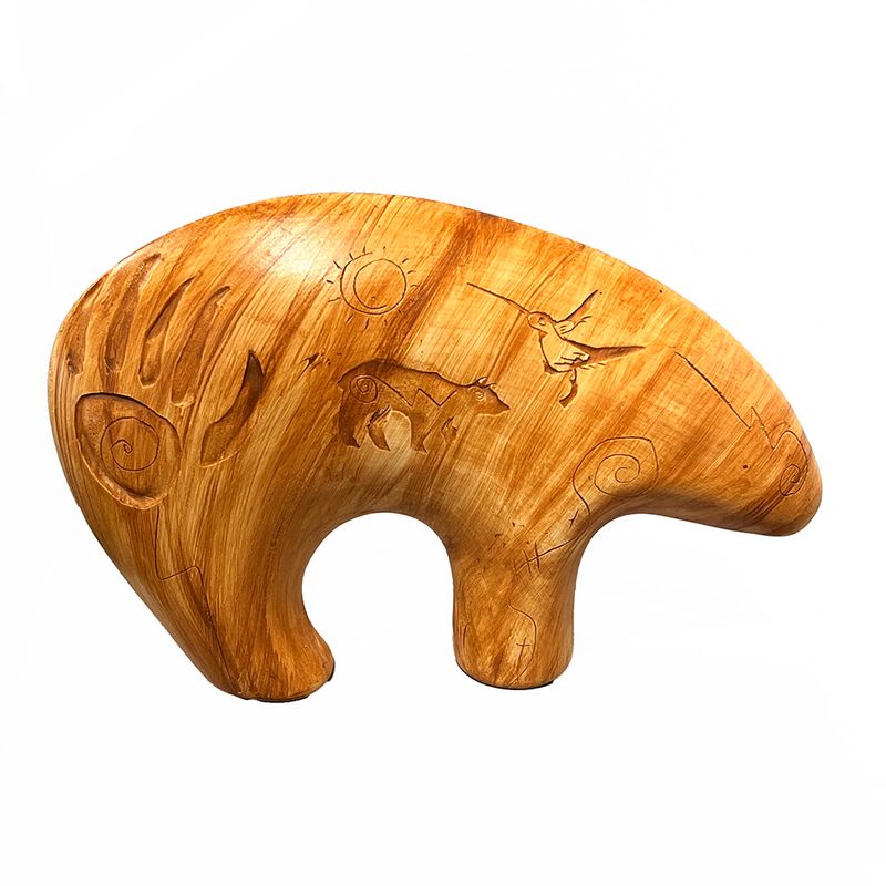 "BEAR FETISH" Petroglyph Pottery 8x11.5x2