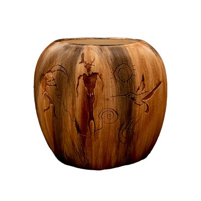 "SM. WHITE SAGE" Petroglyph Pottery 7" x 6.5" x 3"