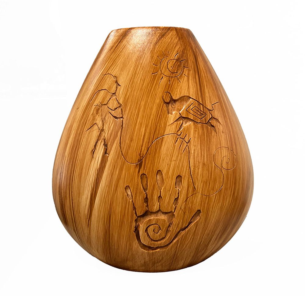 "SPIRITUAL OFFERING" Petroglyph Pottery 8”x9.5”