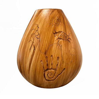 "SPIRITUAL OFFERING" Petroglyph Pottery 8”x9.5”