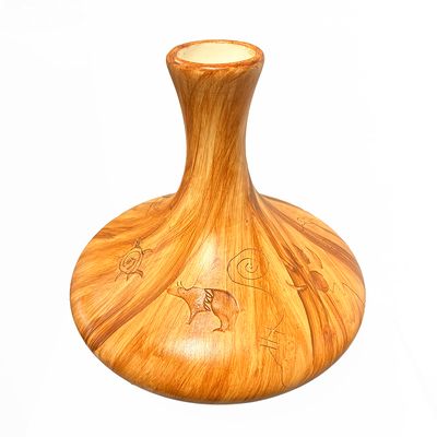 "DESERT WATER VASE" Petroglyph Pottery 10x9.5x9.5