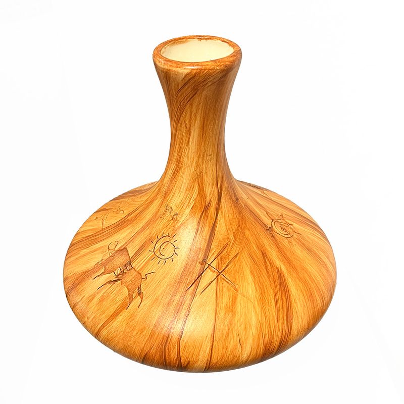 "DESERT WATER VASE" Petroglyph Pottery 10x9.5x9.5