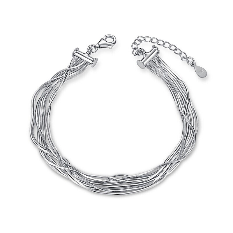 SILVER MULTI STRAND CHAIN BRACELET