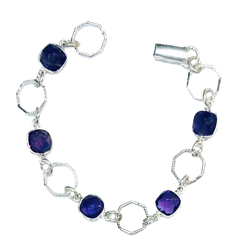 SILVER AMETHYST SQUARE BRACELET