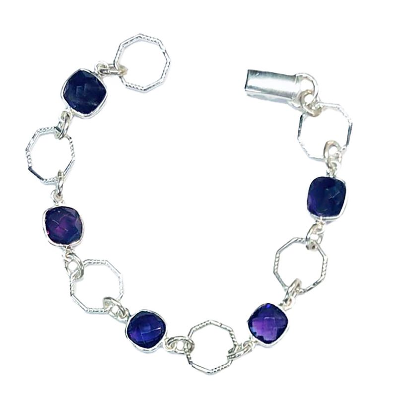 SILVER AMETHYST SQUARE BRACELET