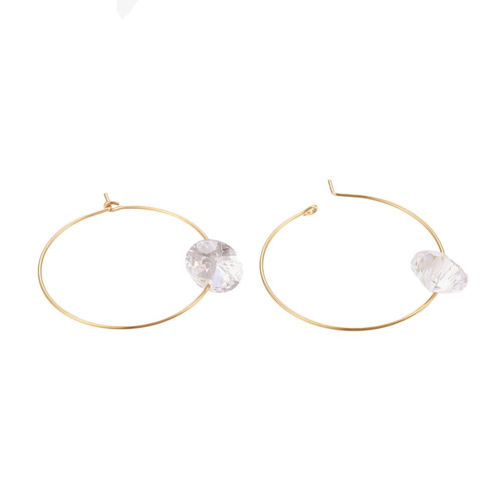 GOLD STAINLESS CZ HOOP EARRINGS
