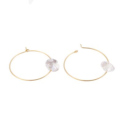 GOLD STAINLESS CZ HOOP EARRINGS