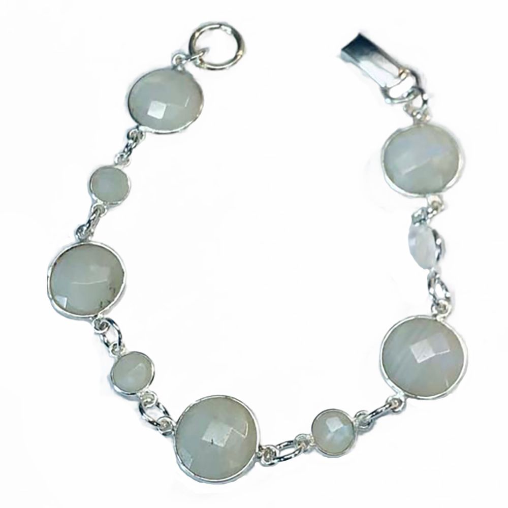 SILVER MOONSTONE ROUND BRACELET