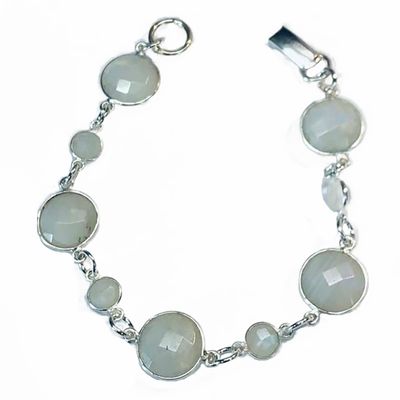 SILVER MOONSTONE ROUND BRACELET