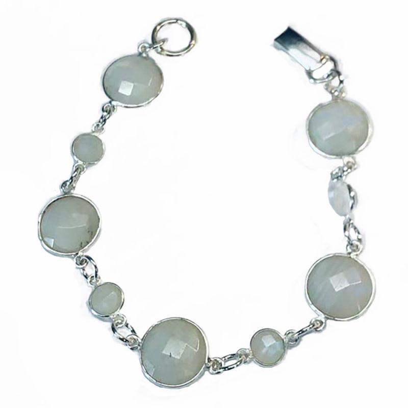 SILVER MOONSTONE ROUND BRACELET