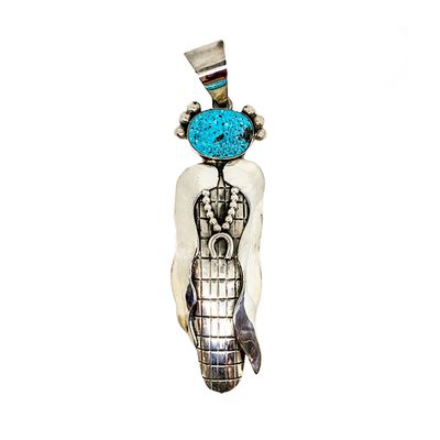 SILVER KACHINA W/TURQUOISE PENDANT NAVAJO - ALEX SANCHEZ SILVER KACHINA W/TURQUOISE PENDANT NAVAJO - ALEX SANCHEZ