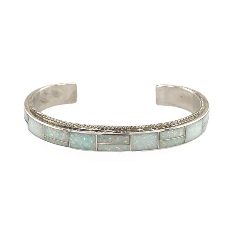 SILVER OPAL INLAY CUFF BRACELET ZUNI - RICKY BOOQUA