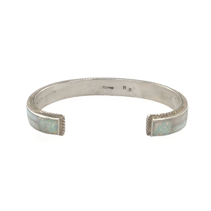SILVER OPAL INLAY CUFF BRACELET ZUNI - RICKY BOOQUA