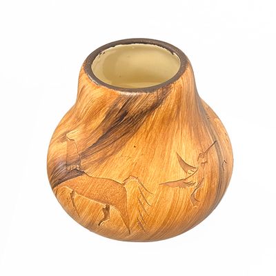"WARRIOR CLAN" Petroglyph Pottery 6"x6"