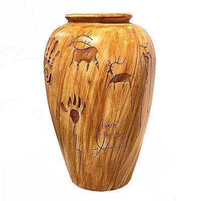 "NAVAJO BLESSING" Petroglyph Pottery 12x7