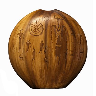 "NAVAJO TEACHINGS" Petroglyph Pottery 16x15
